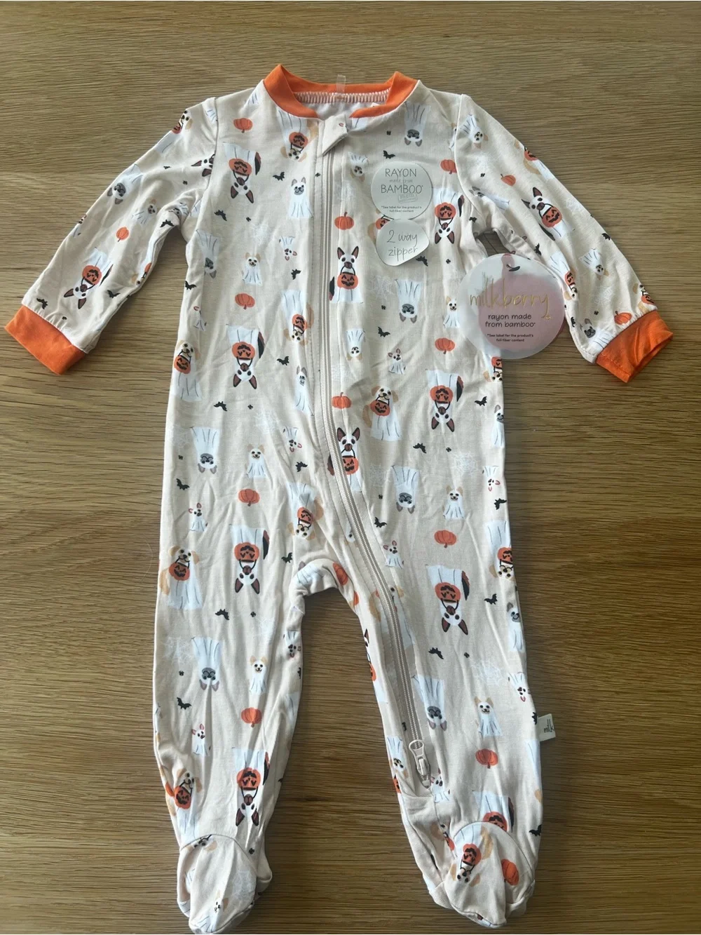 🎃  Milkberry Halloween Bamboo Footie- Halloween Dogs 🎃